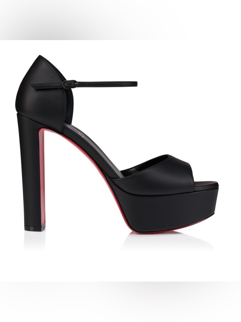 Christian Louboutin Black Leather Platform Ankle-Strap Sandals - Picture 3 of 6